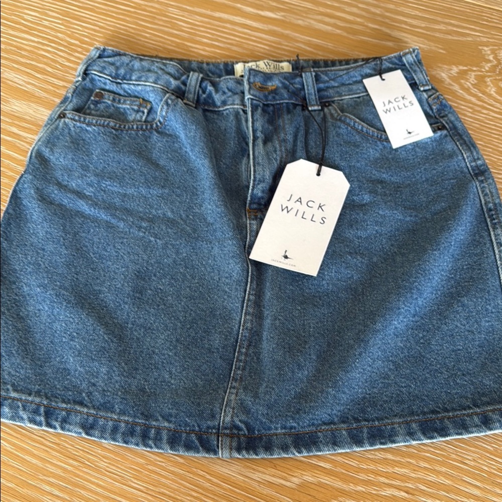 Jack Wills 6 Blue Denim Skirt NWT